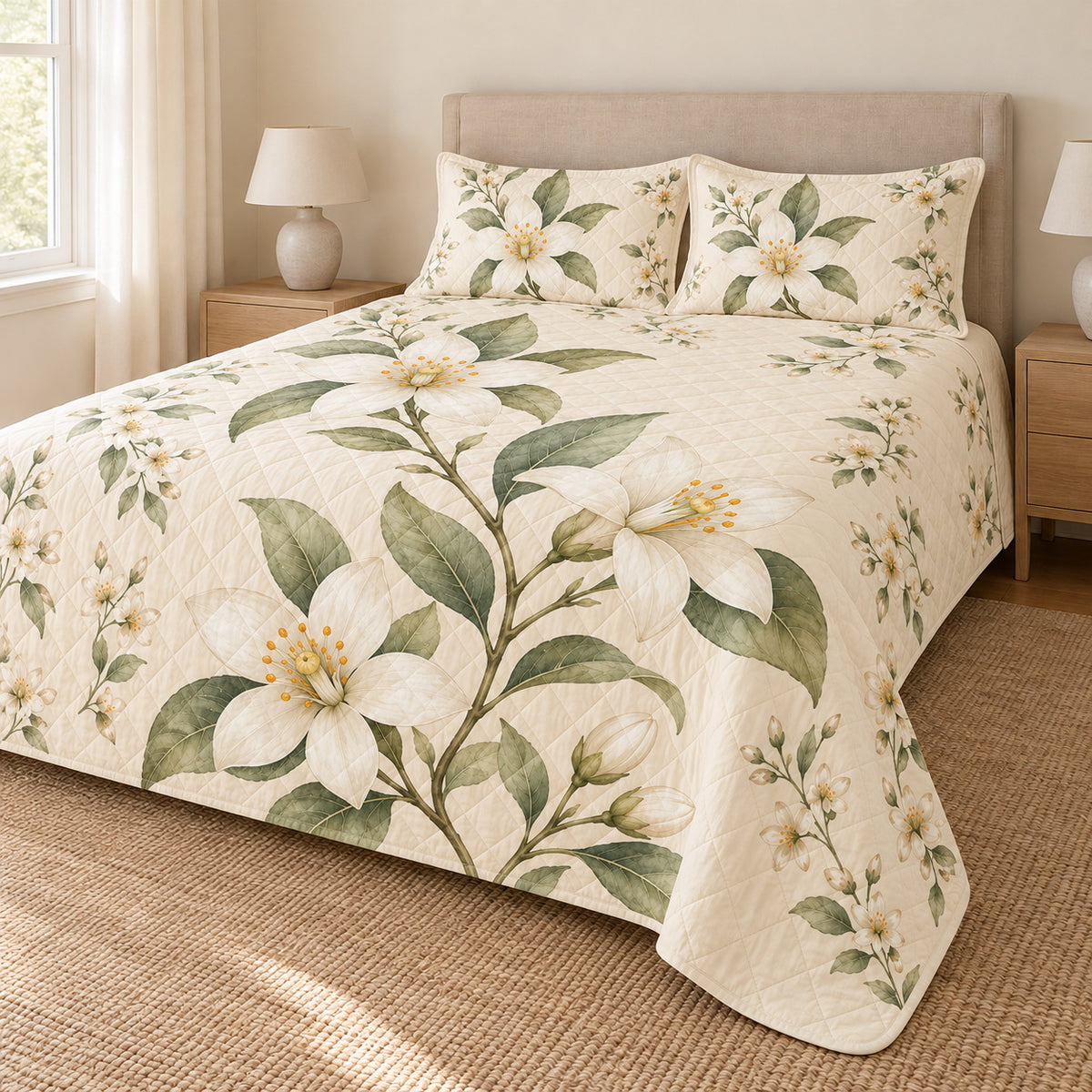Orange Blossom quilt set right angle