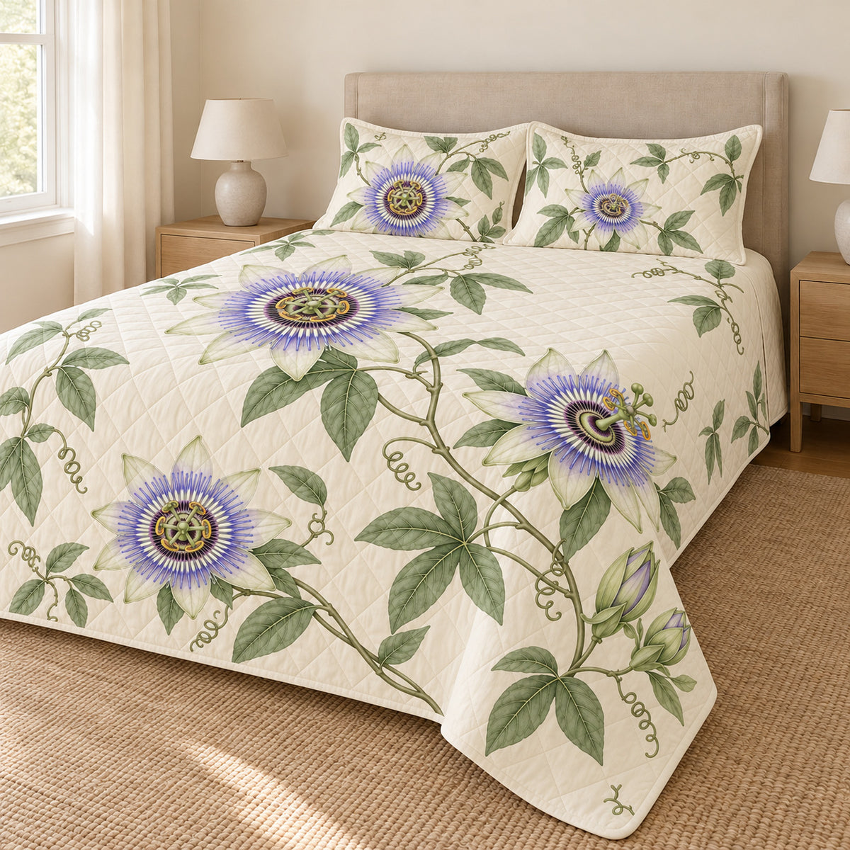 Passionflower quilt set right angle