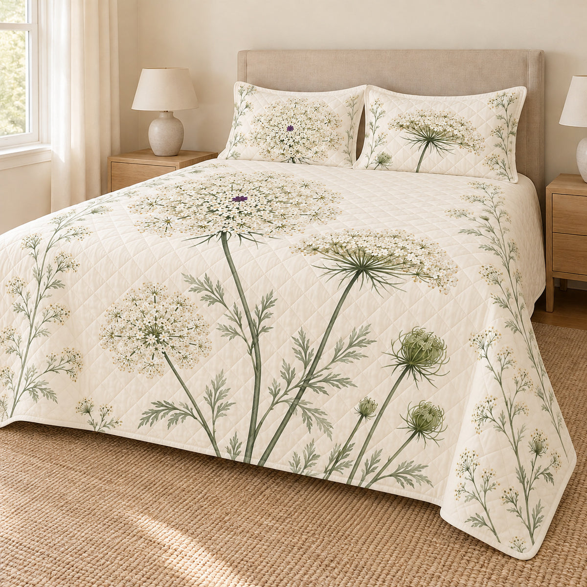 Queen Anne's Lace quilt set right angle