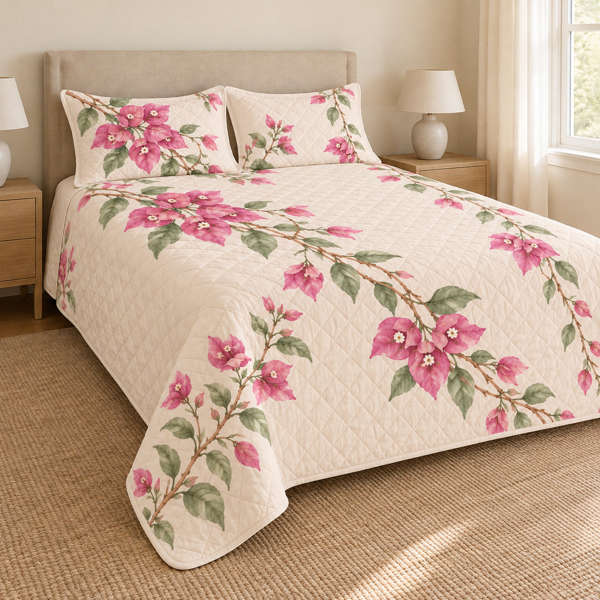 Bougainvillea quilt set left angle