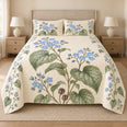 Brunnera Quilt Set, Blue Botanical Bedding, Gift for Gardeners
