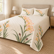 Freesia quilt set right angle, printed side drape and diamond quilting