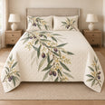 Olive Blossom Quilt Set, Botanical Bedding, Gift for Garden Lovers