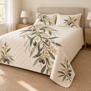 Olive blossom quilt set right angle with continuous side print