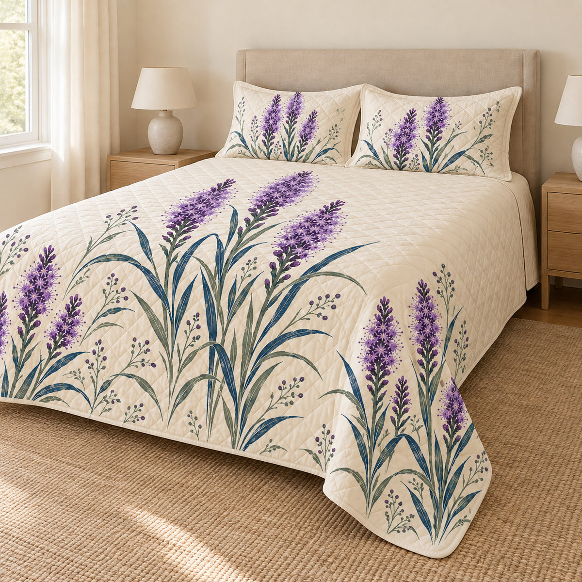 Blazing star quilt set right angle with continuous printed side drape