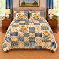 Yellow Cosmos Patchwork Quilt Set, Gift for Yellow Cosmos Lovers, Gift for Garden Lovers