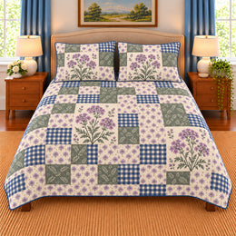 Verbena Patchwork Quilt Set, Gift for Verbena Lovers, Gift for Garden Lovers