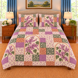 Eastern Redbud Patchwork Quilt Set, Gift for Redbud Lovers, Gift for Garden Lovers