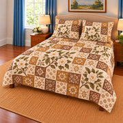 Gardenia patchwork quilt set, right view, AI-generated digital product mockup