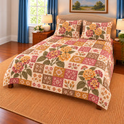 Lantana patchwork quilt set, right view, AI-generated digital product mockup