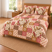 Paperwhite Narcissus patchwork quilt set, right view, AI-generated digital product mockup