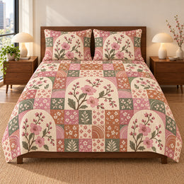 Plum Blossom Patchwork Quilt Set, Gift for Plum Blossom Lovers, Gift for Garden Lovers