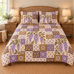 Wisteria Patchwork Quilt Set, Gift for Wisteria Lovers, Gift for Garden Lovers