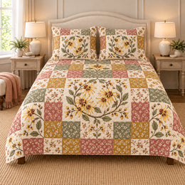 Witch Hazel Patchwork Quilt Set, Gift for Witch Hazel Lovers, Gift for Garden Lovers