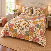 Witch Hazel patchwork quilt set, right view, AI-generated digital product mockup