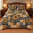 Sunflower Patchwork Quilt Set, Gift for Sunflower Lovers, Gift for Garden Lovers