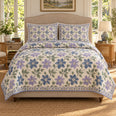 Clematis Hand Block Floral Quilt Set, Southern Cottage Bedding, Gift for Her