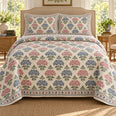 Pentas Hand Block Floral Quilt Set, Southern Cottage Bedding, Gift for Her