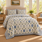 Star-of-Bethlehem Hand Block Floral Rhythm quilt set, alternate room view, AI generated mockup