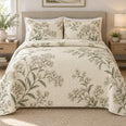 Sweet Alyssum Quilt Set, Ivory Botanical Bedding, Thoughtful Floral Gift