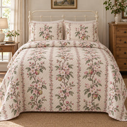 Apple Blossom Quilt Set, Farmhouse Orchard Bedding, Thoughtful Gift for Her