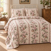 Apple Blossom Orchard Blossom Story quilt set, alternate view, AI-generated mockup with diamond quilting
