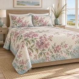 Crape Myrtle Coastal Quilt Set, Sea Glass Bedroom Decor, Housewarming Gift