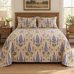 Lupine Folk Art Quilt Set, Farmhouse Decor, Gift for Flower Lovers