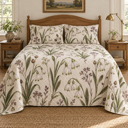 Summer Snowflake Herbarium Quilt Set, Gift for Flower and Garden Lovers
