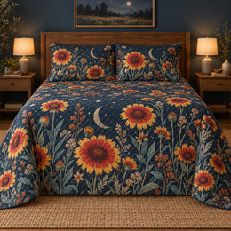 Blanket Flower Moonlit Quilt Set, Gift for Flower and Garden Lovers