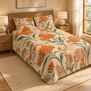 Butterfly Milkweed floral quilt set, right view, AI-generated preview