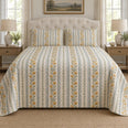 Strawflower Quilt Set, Botanical Stripe Bedding, Gift for Flower Lovers