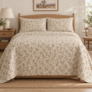 Joshua Tree Bloom quilt set, centered front view, AI-generated mockup