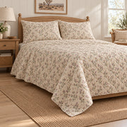 Joshua Tree Bloom quilt set, low right angle, AI-generated mockup