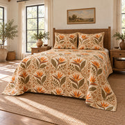 Bird of Paradise Flower quilt set, wide low right angle, AI-generated mockup