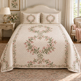 Abelia Blossom Quilt Set, Romantic Floral Bedding, Gift for Abelia and Garden Lovers