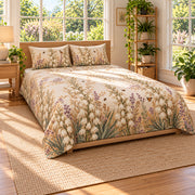 Yucca Bloom Quilt Set, wide front-left view, AI-generated product mockup