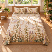 Yucca Bloom Quilt Set, elevated direct front view, AI-generated product mockup