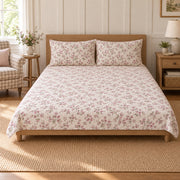Weigela Ditsy Garden Sprigs quilt set, centered frontal view, AI-generated mockup