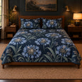 Agapanthus Midnight Botanical Quilt Set, Moody Floral Bedding, Gift for Agapanthus Lovers