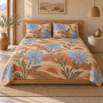 Chicory Blossom Sunwashed Terracotta Quilt Set, Floral Bedding, Gift for Chicory Lovers
