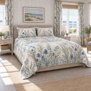 AI mockup of Sea Holly quilt set, left-side view