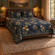 AI mockup of Snow Crocus quilt set, right-side view