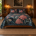 Torch Ginger Quilt Set, Midnight Tropical Botanical Bedding, Gift for Ginger Lovers