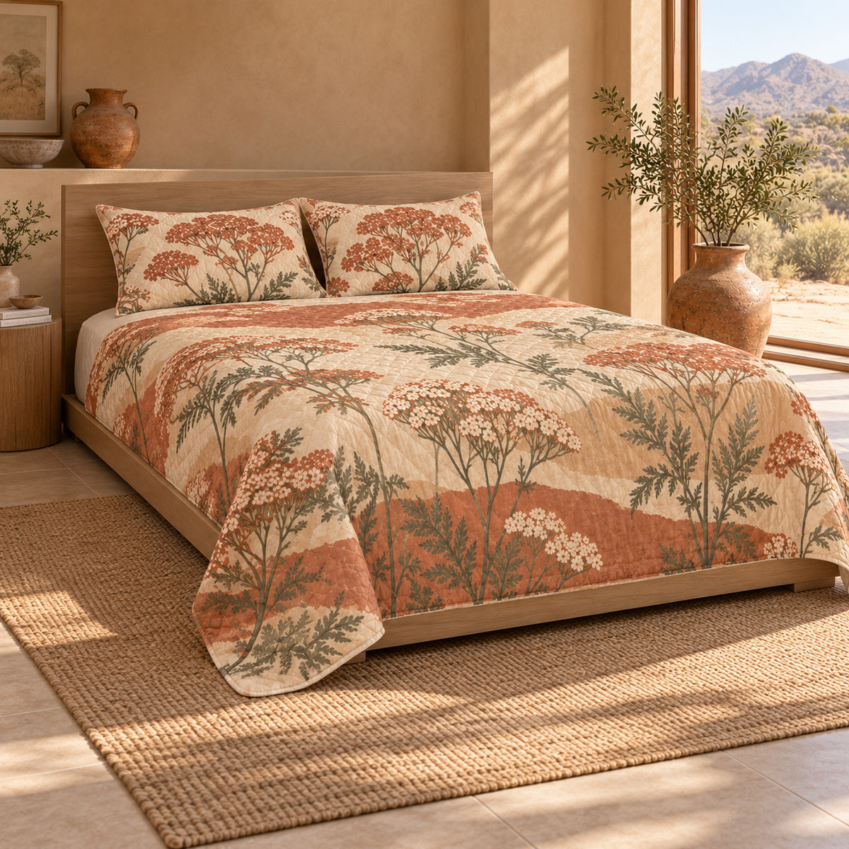 AI mockup of Yarrow quilt set, right-side view
