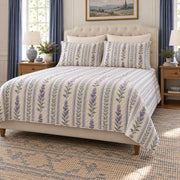 Lilac chaste tree botanical stripe quilt set right angle