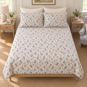 Crimson bottle gentian ditsy quilt set elevated front view
