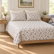 Crimson bottle gentian ditsy quilt set left angle