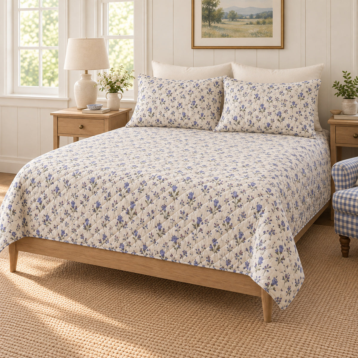 Crimson bottle gentian ditsy quilt set right angle