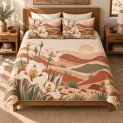Sego lily southwest desert quilt set elevated front view